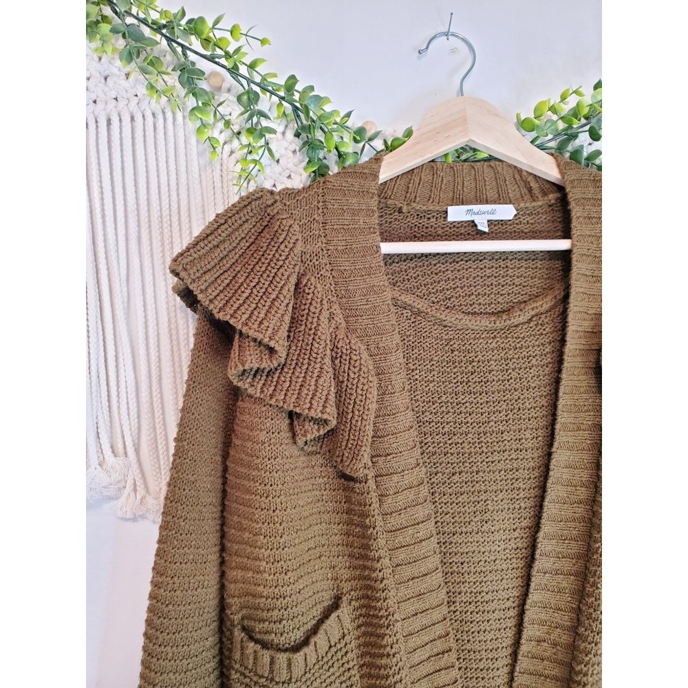 Madewell Green Ruffle Cardigan Sweater XXS - Picture 5 of 9